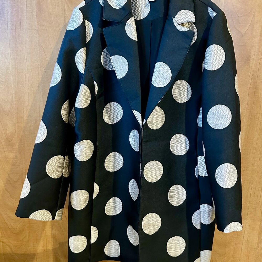 Chico’s Black White Polka Dot Open Front Jacket Size 2 (12) - Picture 4 of 4